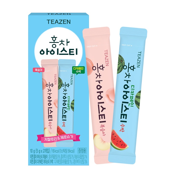 [0원 체험 EVENT] 티젠 홍차 아이스티 2스틱 (복숭아+디카페인 수박)